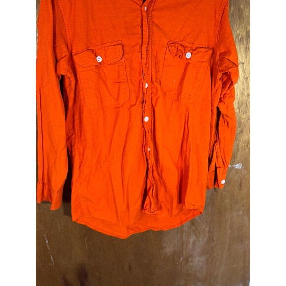 Vintage Big Mac JC‎ Penneys Flannel Collar Button Up Orange USA Medium 15-15.5 - Picture 3 of 9